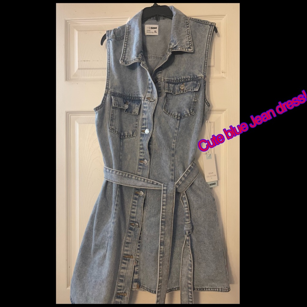 Cute, Flirty blue Jean dress. Perfect length for all seasons. On sale $79.99